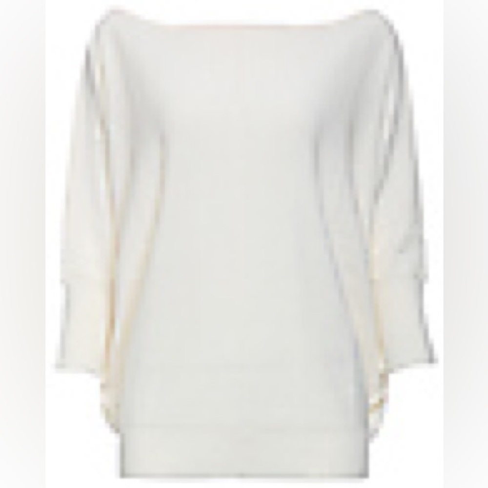 Storee-Long Sleeve Dolman Batwing- Knit Sweater Top - Cream - M/L